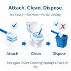 PumiShine Heavy-Duty Toilet Scrubber – Extra Long Handle + 7 Replacement Heads