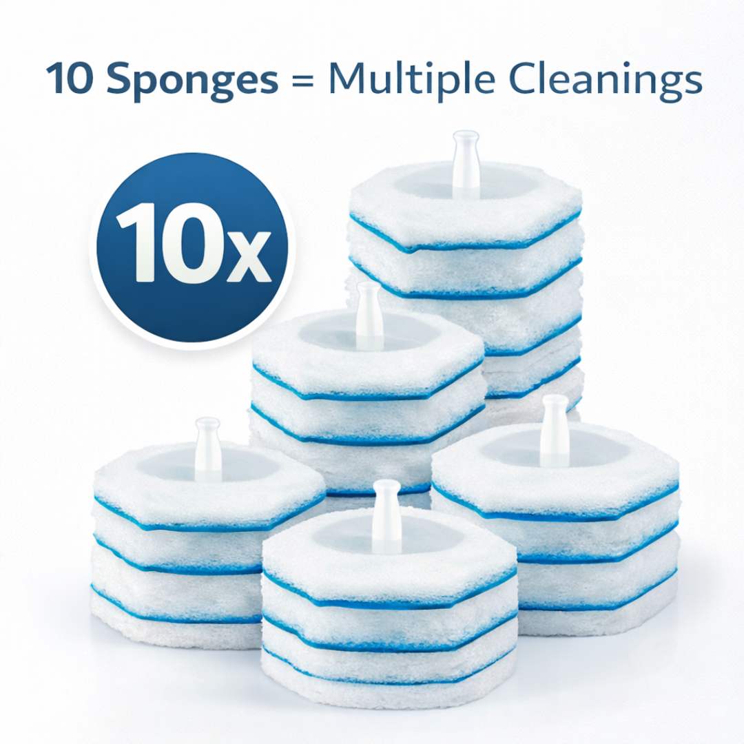 PumiShine Heavy-Duty Toilet Scrubber – Extra Long Handle + 7 Replacement Heads